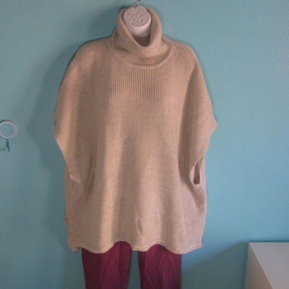Isolde Womens Fall Knit Cowlneck Oversized Beige Knit Sweater Size  S / M - Picture 1 of 15